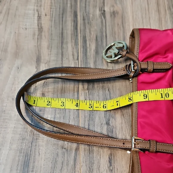 Michael Kors Women's Nylon Red and Tan Travel Tote - Picture 13 of 16